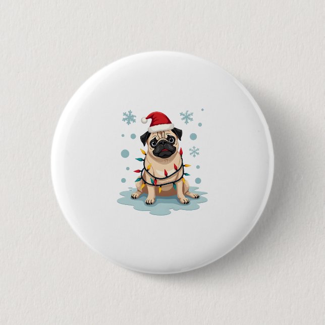 Pug Dog Christmas Men Women 2 Inch Round Button (Front)