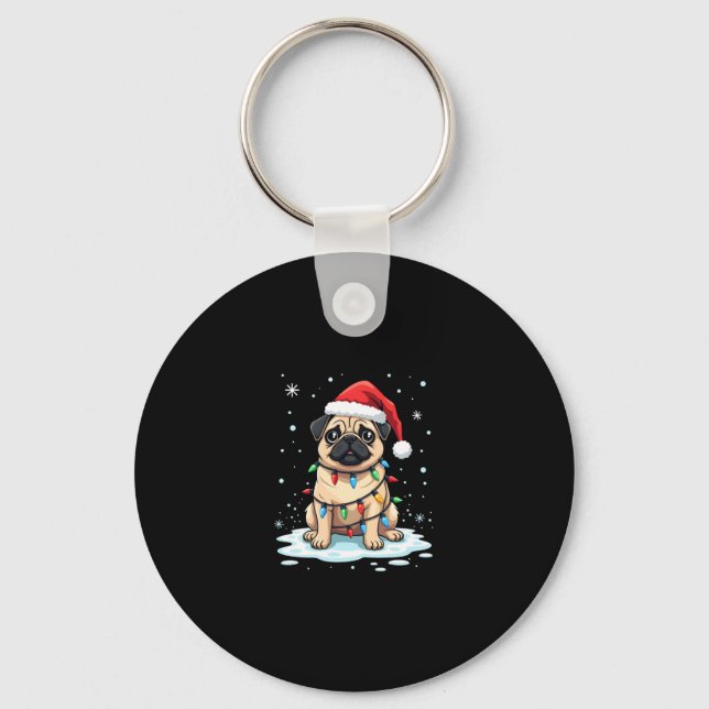 Pug Dog Christmas Men Women (2) Keychain (Front)
