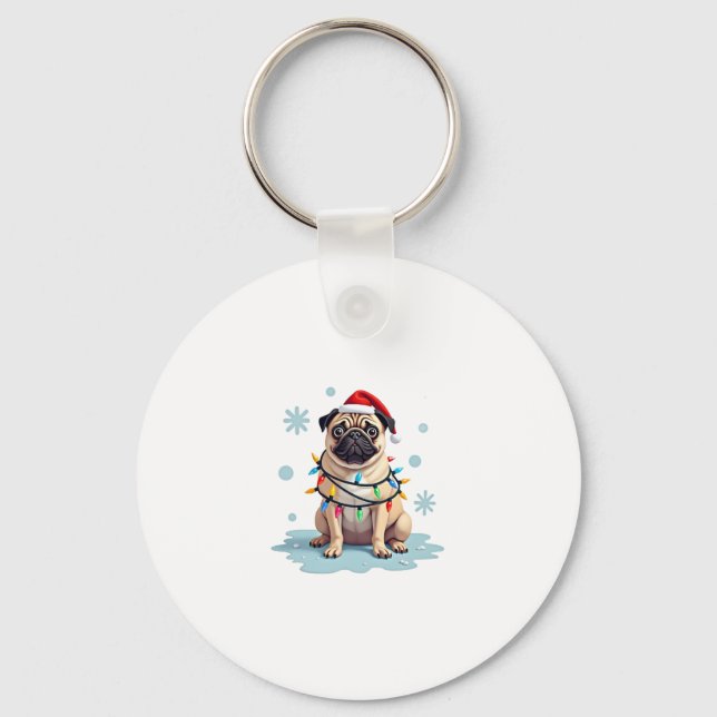 Pug Dog Christmas Men Women (2) Keychain (Front)