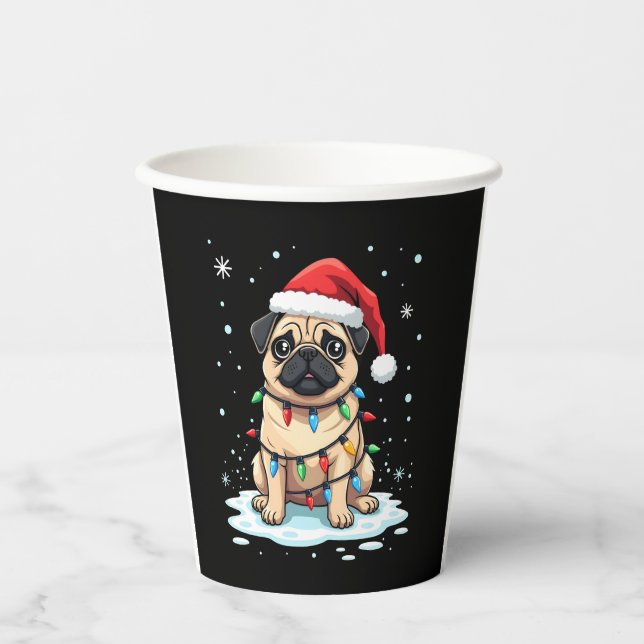 Pug Dog Christmas Men Women (2) Paper Cups (Front)