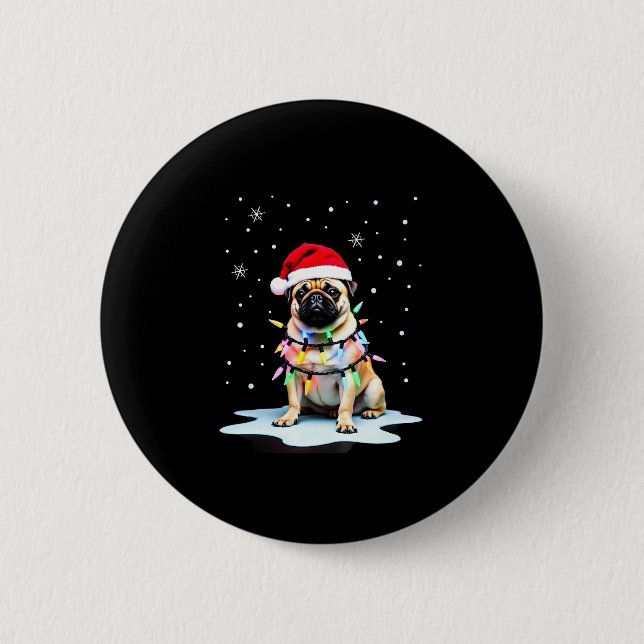 Pug Dog Christmas Men Women (3) 2 Inch Round Button (Front)