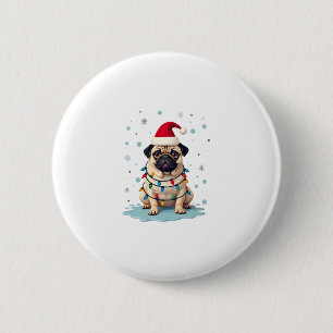 Pug Dog Christmas Men Women (3) 2 Inch Round Button