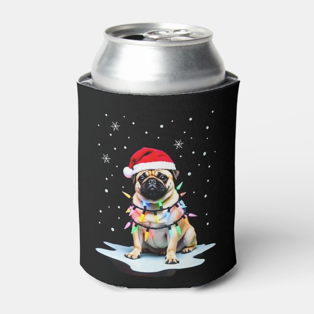 Pug Dog Christmas Men Women (3) Can Cooler (Can Front)