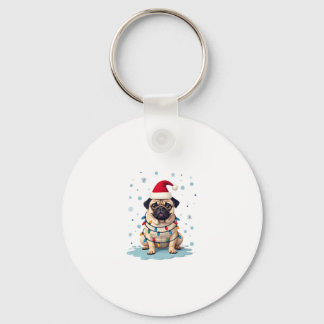 Pug Dog Christmas Men Women (3) Keychain