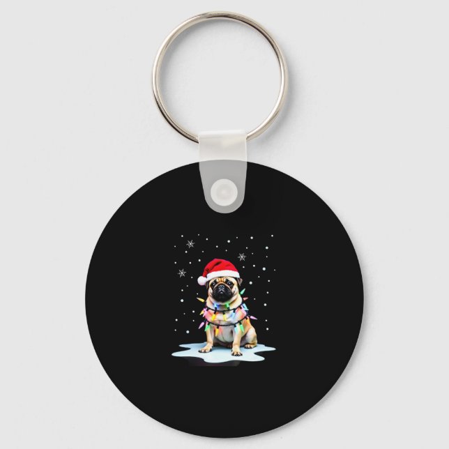 Pug Dog Christmas Men Women (3) Keychain (Front)