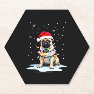 Pug Dog Christmas Men Women (3) Paper Coaster