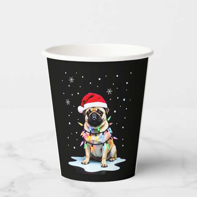 Pug Dog Christmas Men Women (3) Paper Cups (Front)