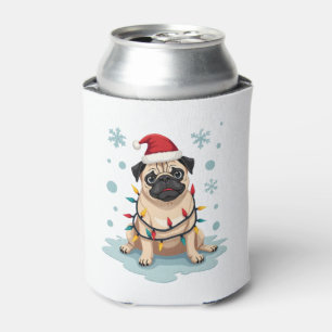 Pug Dog Christmas Men Women Can Cooler