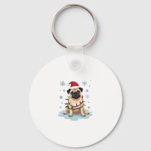 Pug Dog Christmas Men Women Keychain