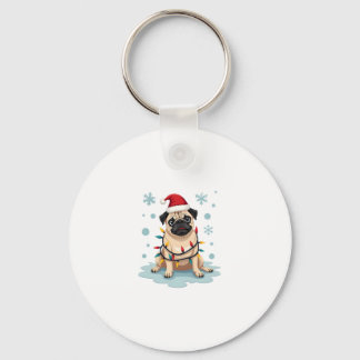 Pug Dog Christmas Men Women Keychain
