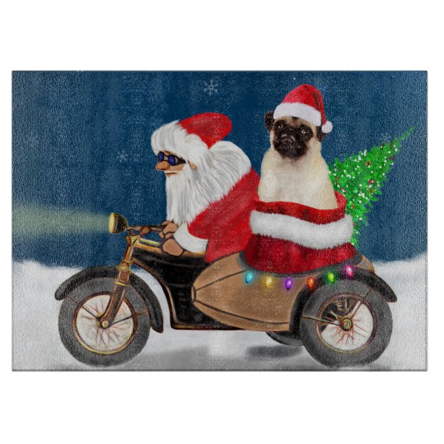 Pug Dog Christmas Santa Claus  Cutting Board (Front)