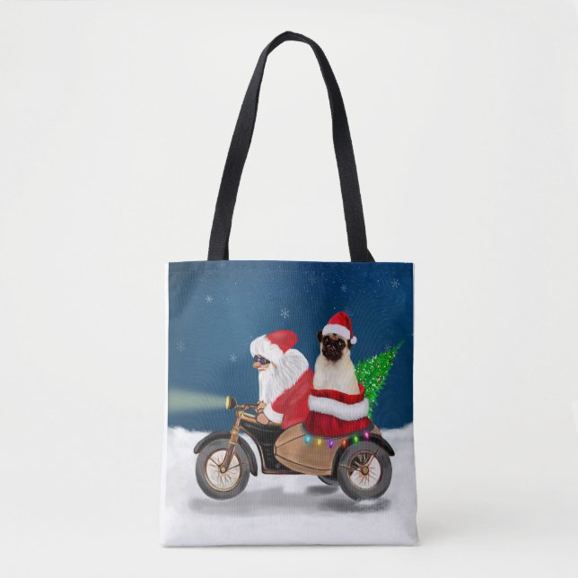 Pug Dog Christmas Santa Claus  Tote Bag (Front)