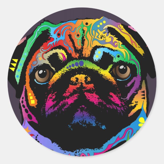 Pug Dog Classic Round Sticker (Front)