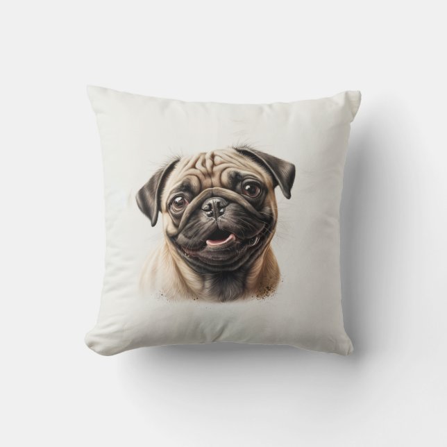Pug Dog Custom Photo Personalized Throw Pillow (Front)