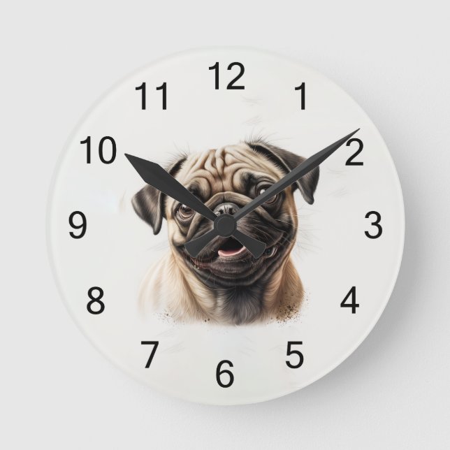 Pug Dog Custom Photo Personalized wall clock (Front)