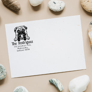 Pug Dog, Custom Return Address,  Rubber Stamp