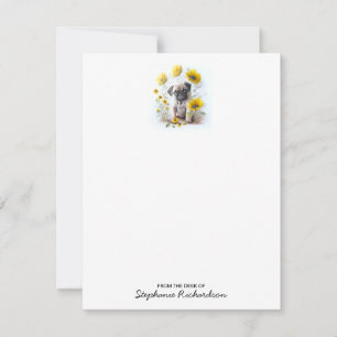 Pug Dog Cute Personalized Puppy Watercolor Card