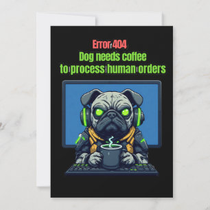 Pug Dog Cyberpunk Mecha Gaming Birthday Invitation