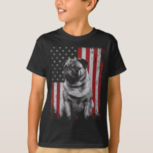 Pug Dog Dad Mom America 4th of July Patriotic USA T-Shirt
