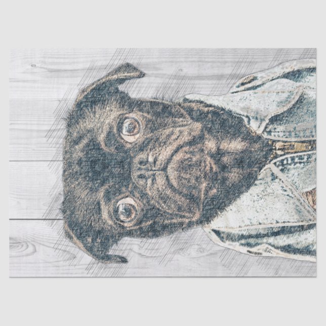 Pug Dog Decoupage Tissue Paper (Front)