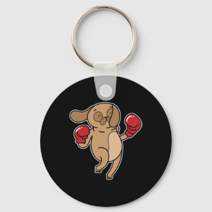 Pug Dog Does Boxing  Keychain