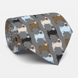 Pug Dog Doggy Puppy Cute Multi Coloured Pattern Tie