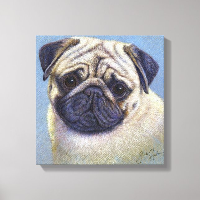 Pug Dog Drawing by Glenda S. Harlan Canvas Print (Front)