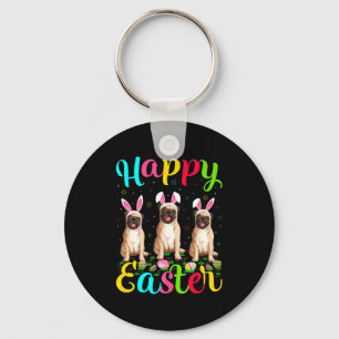 Pug Dog Funny Easter Egg Bunny Pug Happy Easter T Keychain