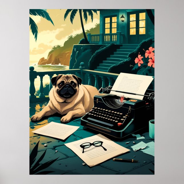 Pug Dog gentleman vintage  Poster (Front)