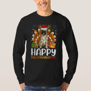 Pug Dog Halloween Christmas Happy Hallothanksmas T-Shirt