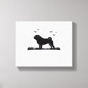 Pug Dog – Halloween Moon Silhouette Classic T-Shir Canvas Print