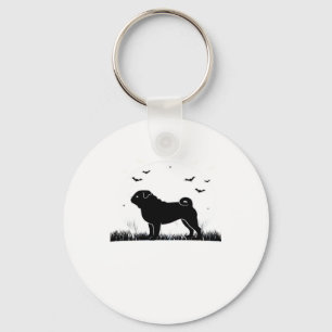 Pug Dog � Halloween Moon Silhouette Classic T-Shir Keychain