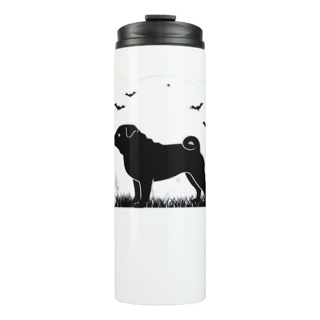 Pug Dog – Halloween Moon Silhouette Classic T-Shir Thermal Tumbler (Front)
