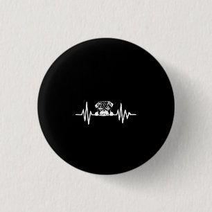 Pug Dog Heartbeat Cute Pug Face 1 Inch Round Button