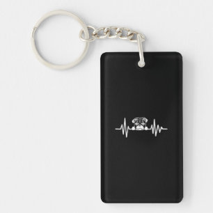 Pug Dog Heartbeat Cute Pug Face Keychain