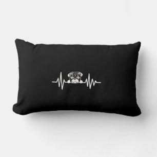Pug Dog Heartbeat   Cute Pug Face Lumbar Pillow
