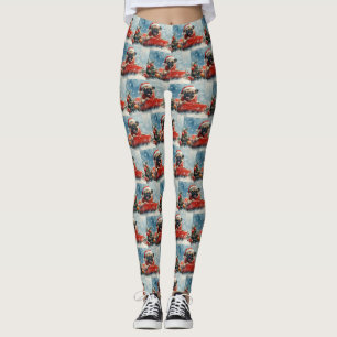 Pug Dog in Sledge Let it Snow Christmas Leggings