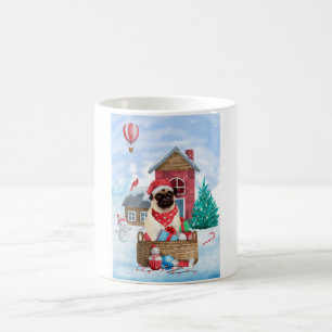 Pug Dog In snow Christmas Dog House Coffee Mug