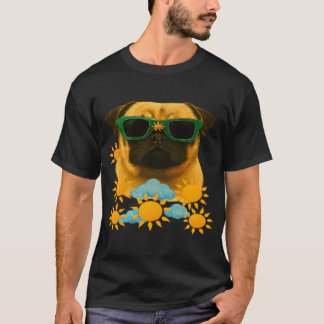 Pug dog in summer realistic style and painting T-Shirt