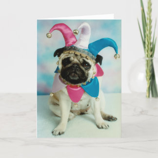 Pug Dog Jester Clown Card