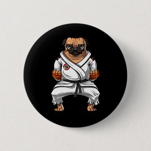 Pug Dog Karate Martial Arts Kickboxing Jiu Jitsu B 2 Inch Round Button