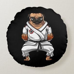 Pug Dog Karate Ninja Martial Arts Pet Round Pillow