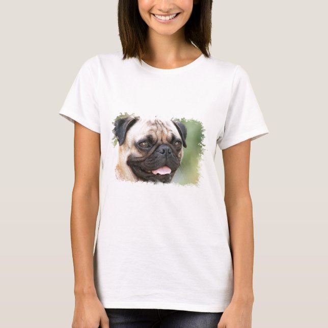 Pug Dog Ladies Fitted T-Shirt (Front)