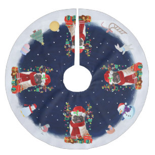 Pug Dog Let it snow   Brushed Polyester Tree Skirt