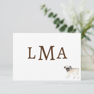 Pug Dog Lover Monogram Note Card