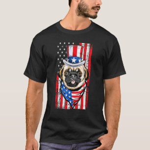 Pug Dog Merica Usa American Flag Men Women Kids 4t T-Shirt
