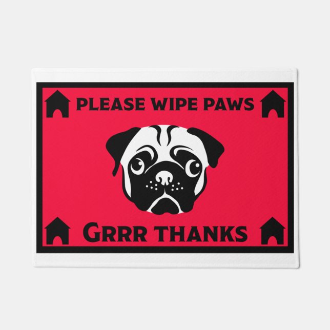 Pug Dog Owners Home Doormat (Front)