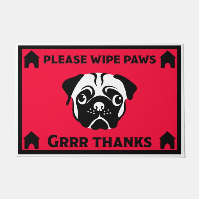Pug Dog Owners Home Doormat (Front)