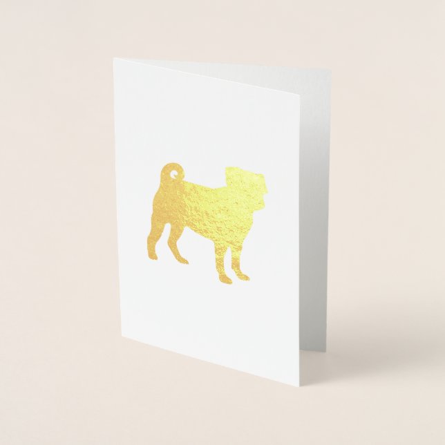 Pug Dog Party Theme Celebration Foil Card (Front)
