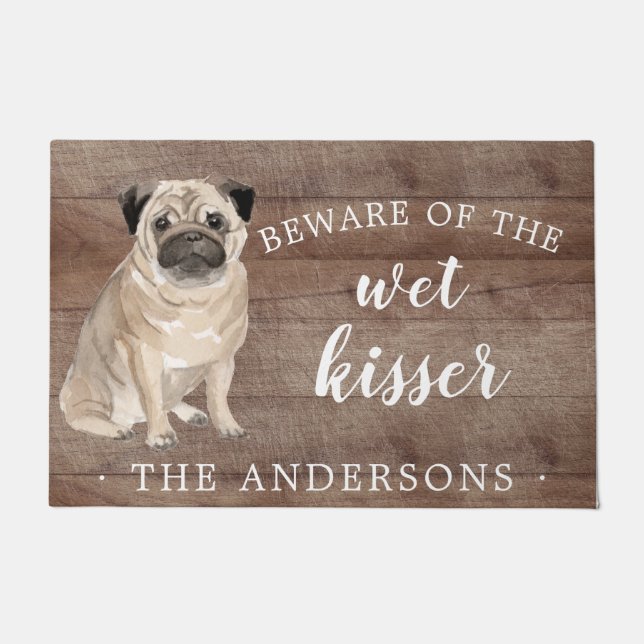 Pug Dog Personalized Door Mat (Front)